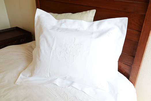 Lotus Embroidered Cotton Pillow Sham. Standard Size - Click Image to Close